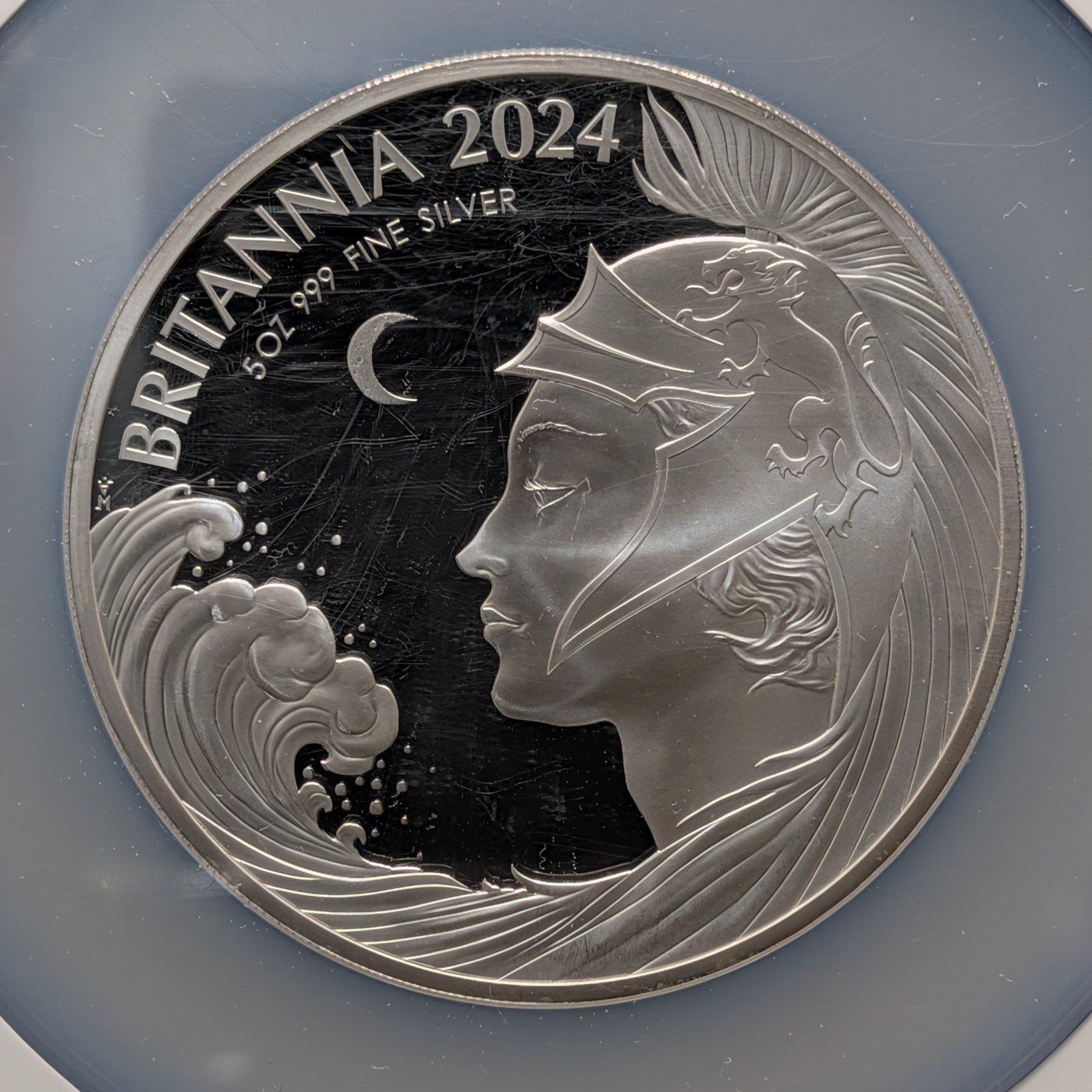 2024年 英国 ブリタニア 5オンス プルーフ銀貨 10ポンド NGC PF70 Ultra Cameo First Day of Issue